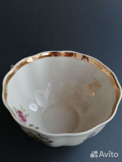 Чайная пара Дулево костяной фарфор ландыши розы