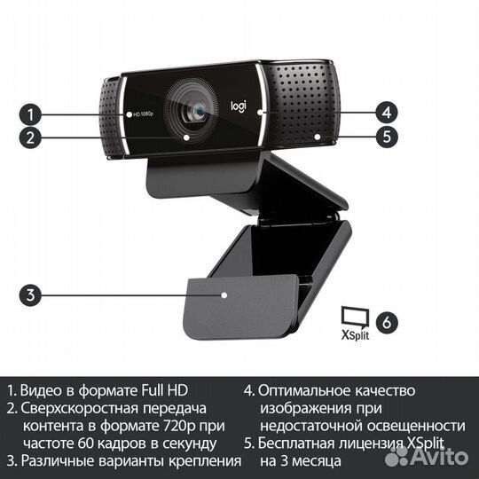 Веб-камера Logitech Pro Stream Webcam C922 (новая)