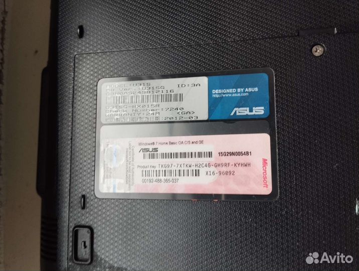 Ноутбук на запчасти asus aspire V