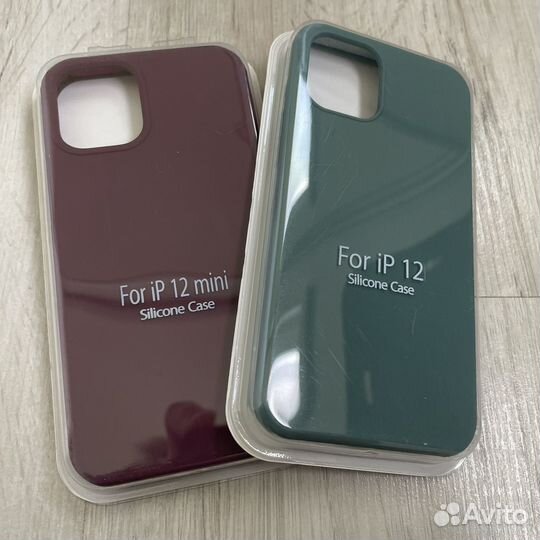 Чехол iPhone 12 mini 2шт новые зеленый и бордовый