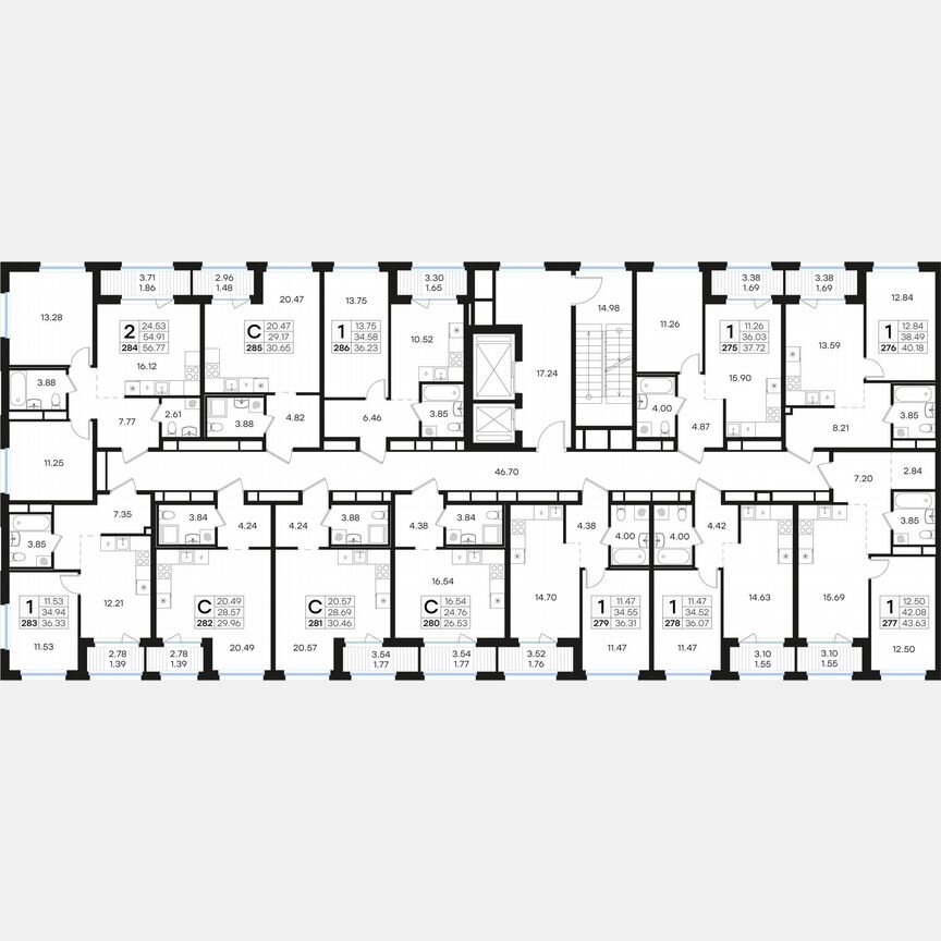 1-к. квартира, 40,2 м², 11/15 эт.