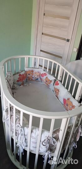 Детская кроватка трансформер круглая