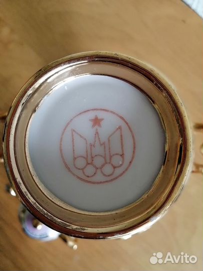 Розовая Гжель,самовар с клеймом Олимпиада-80, СССР