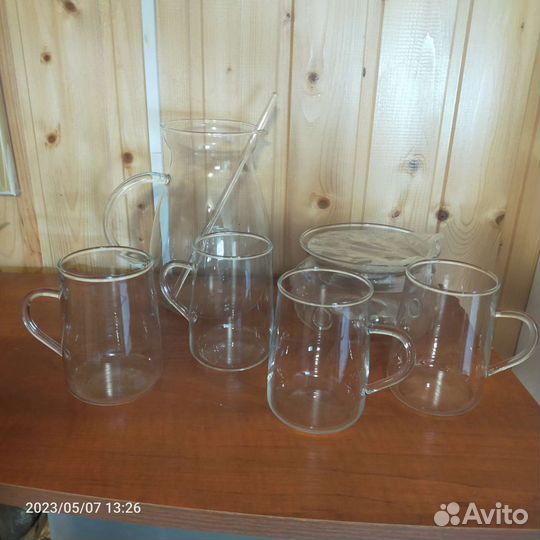 Стеклянный чайник в наборе