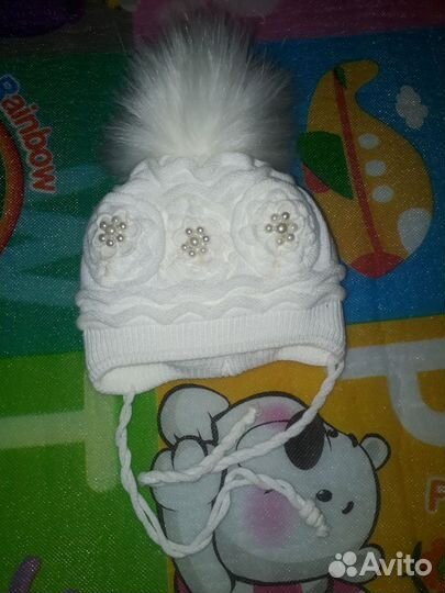 Шапка зимняя для девочки новорожденной новая