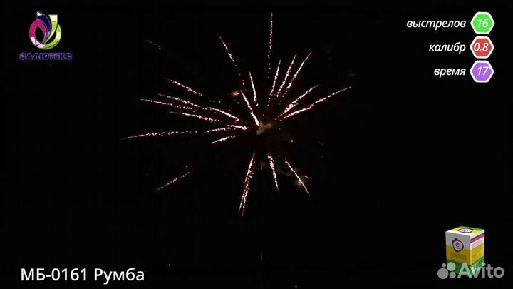 Салют фейерверк 16 залпов на день рождения