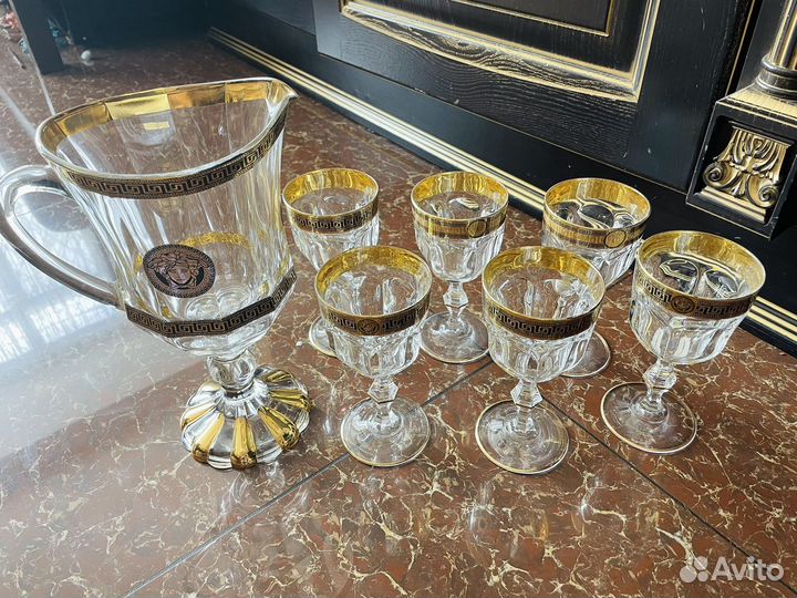 Хрустальные бокалы с 2 Графинами на 12 персон