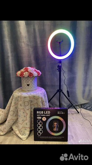 Набор кольцевая лампа цветная 30см