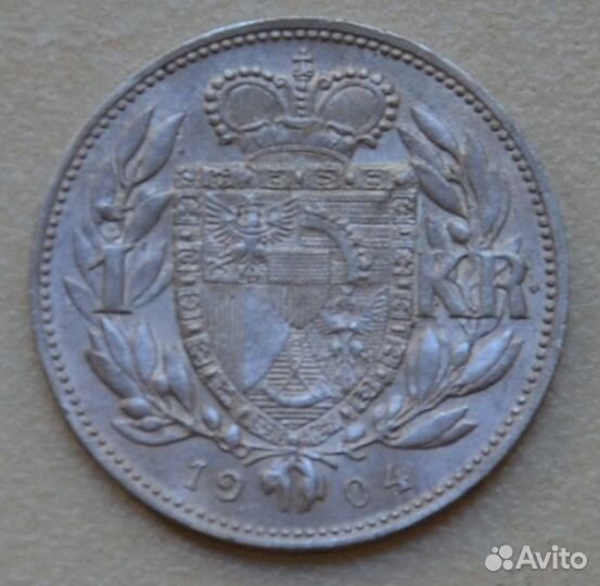Лихтенштейн 1 крона 1904 серебро