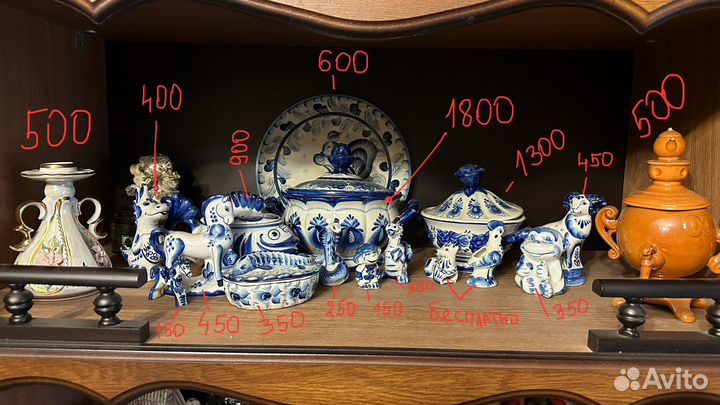 Посуда и фигурки гжель