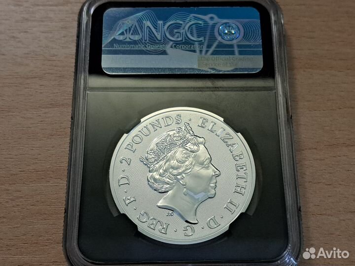 2 фунта Великобритания 2019 серебро слаб NGC