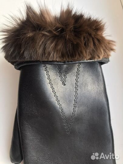 Варежки кожаные на меху