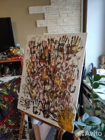 Картина акрилом на холсте абстракция