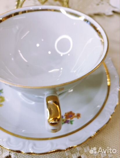 Чайная пара Мейсенский букет Kahla винтаж