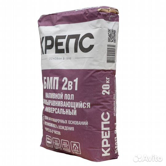 Ровнитель цементный Крепс бмп, 20кг (мн, толщ. 5-100мм, расх.1,65кг/м2, проч. М200)