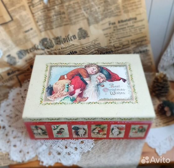 Большой набор елочных игрушек в коробе Винтаж