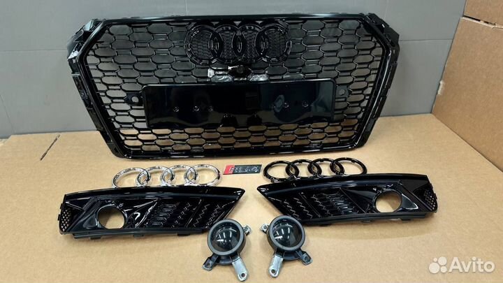 Audi A4 B9 решетка RS4 и вставки птф