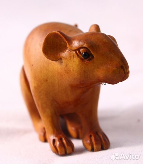 Статуэтка Мышь - Нэцкэ из Дерева Самшит ru*225