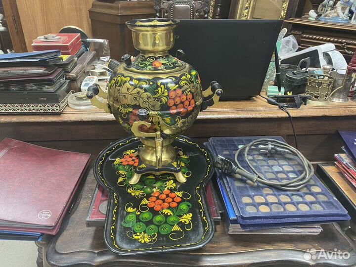 Самовар и поднос хохлома роспись