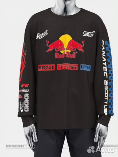 Лонгслив с принтом Red Bull, S/175, черный