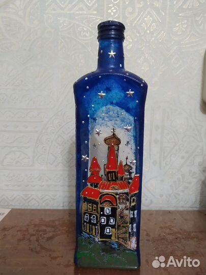 Ваза (бутылка) ручная роспись