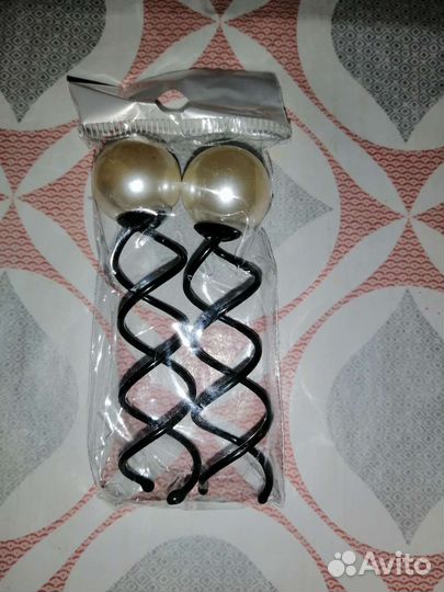 Шпилька спираль с жемчужиной