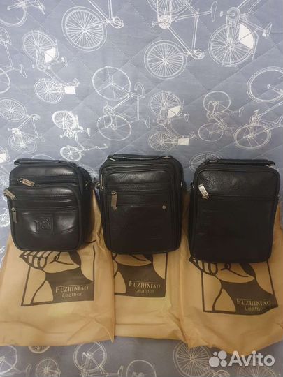 Сумка мужская через плечо кожаная новая 2 шт
