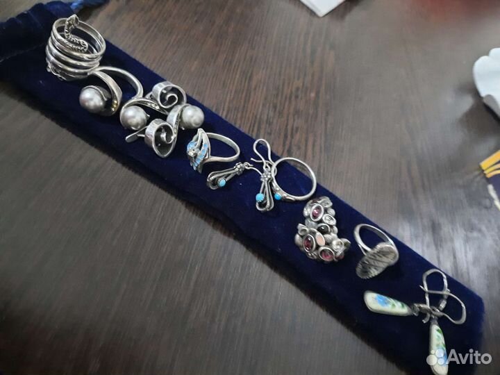Серьги, кольца серебро