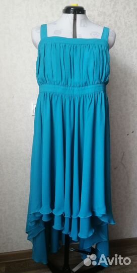 Шифоновое платье сарафан 50 52 бирюзовый