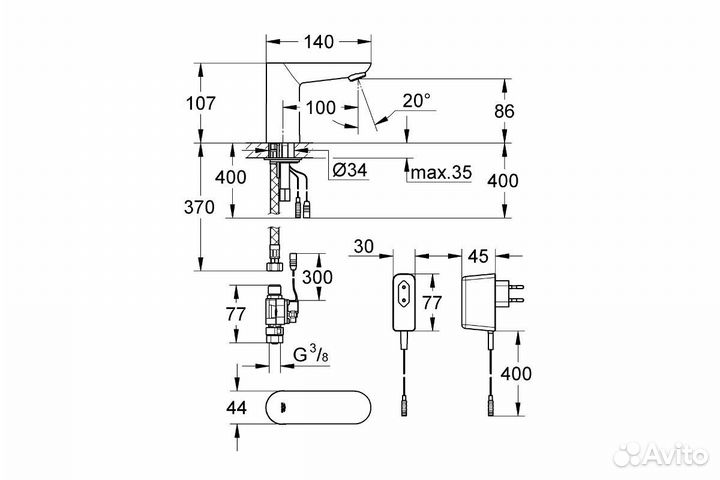 Смеситель для раковины Grohe Euroeco Cosmopolitan