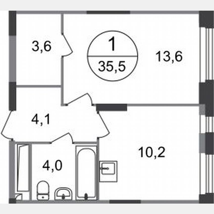 1-к. квартира, 35,5 м², 18/19 эт.