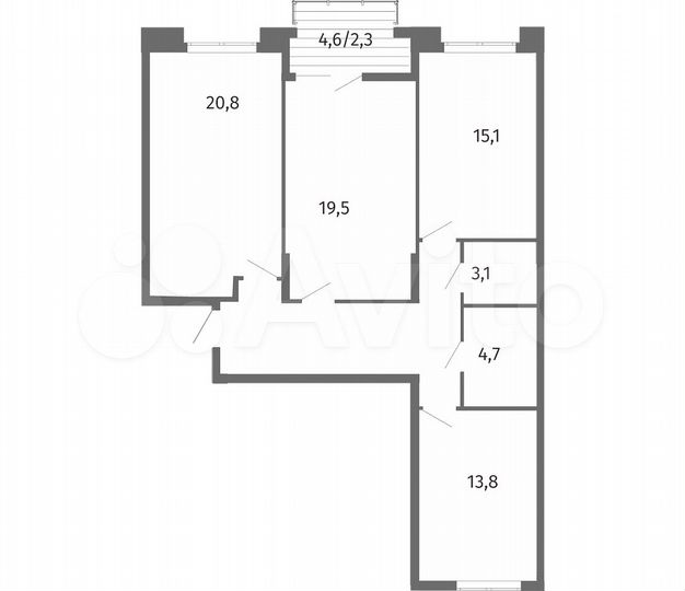 3-к. квартира, 94,6 м², 12/13 эт.