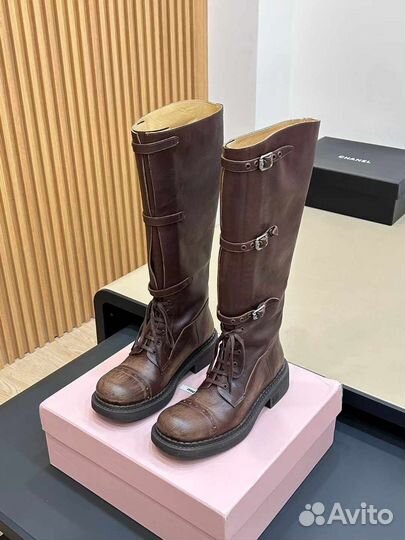 Кожаные сапоги Miu Miu