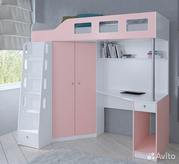 Кровать чердак Дуб Молочный/Венге