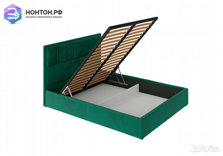 Кровать Стокгольм с подъемным механизмом велюр зел