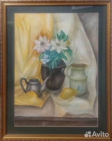Картина в раме, акварель, натюрморт