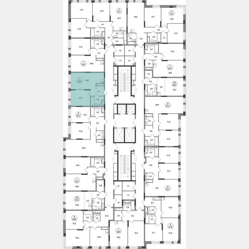 1-к. квартира, 38,9 м², 9/19 эт.