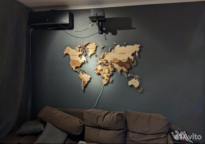 Настенная карта мира с подсветкой 150*94см