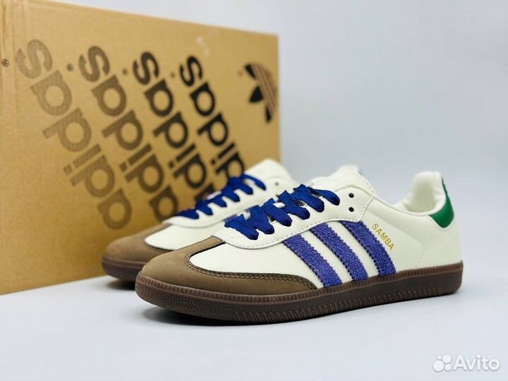 Кеды Adidas Samba OG Off White Purple Green