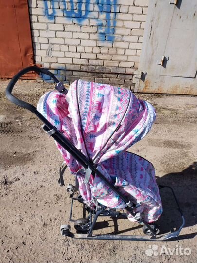 Детские санки коляска с колесами