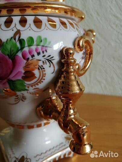 Розовая Гжель,самовар с клеймом Олимпиада-80, СССР