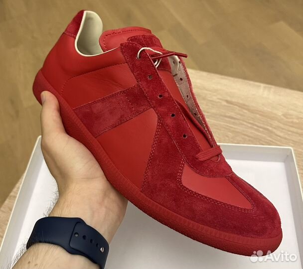 Кожаные кеды/ Maison Margiela Replica Low Red