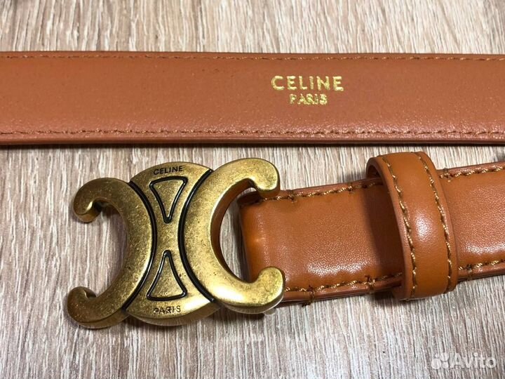 Ремень женский Celine Paris кожаный. Коричневый