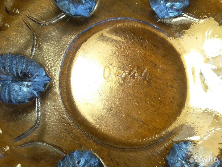 Салатники и поднос винтаж синее стекло