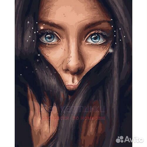 Картина по номерам 40x50 Девушка с большими глазам