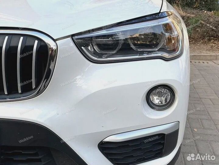 Реснички на фары BMW X1 F48 черный глянец