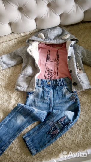 Кардиган, джинсы,лонг на девочку Next