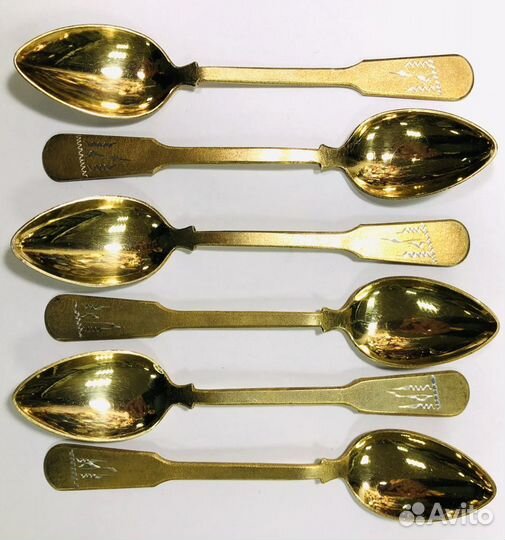 Набор серебряных чайных ложек 6 штук 875 проба
