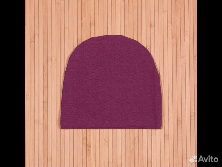 Стильная летняя шапочка-бини сливового цвета №23