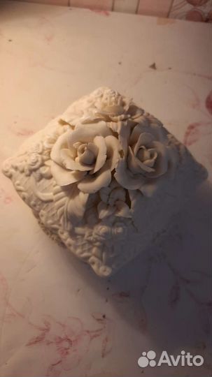 Шкатулка керамика, цвет слоновая кость 50 года